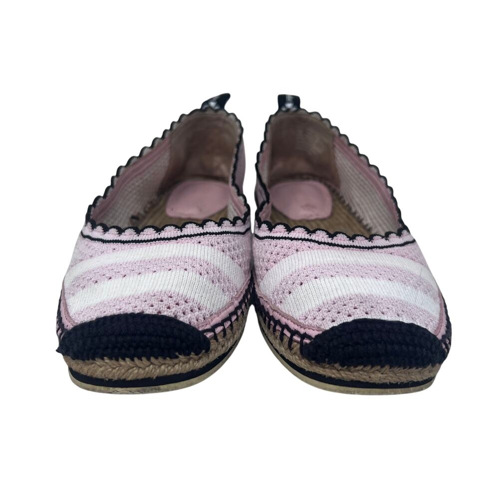 Kate Spade Espadrille Flat Womens 8.5 Knottingham Pink White Stripe Knit - Picture 2 of 10